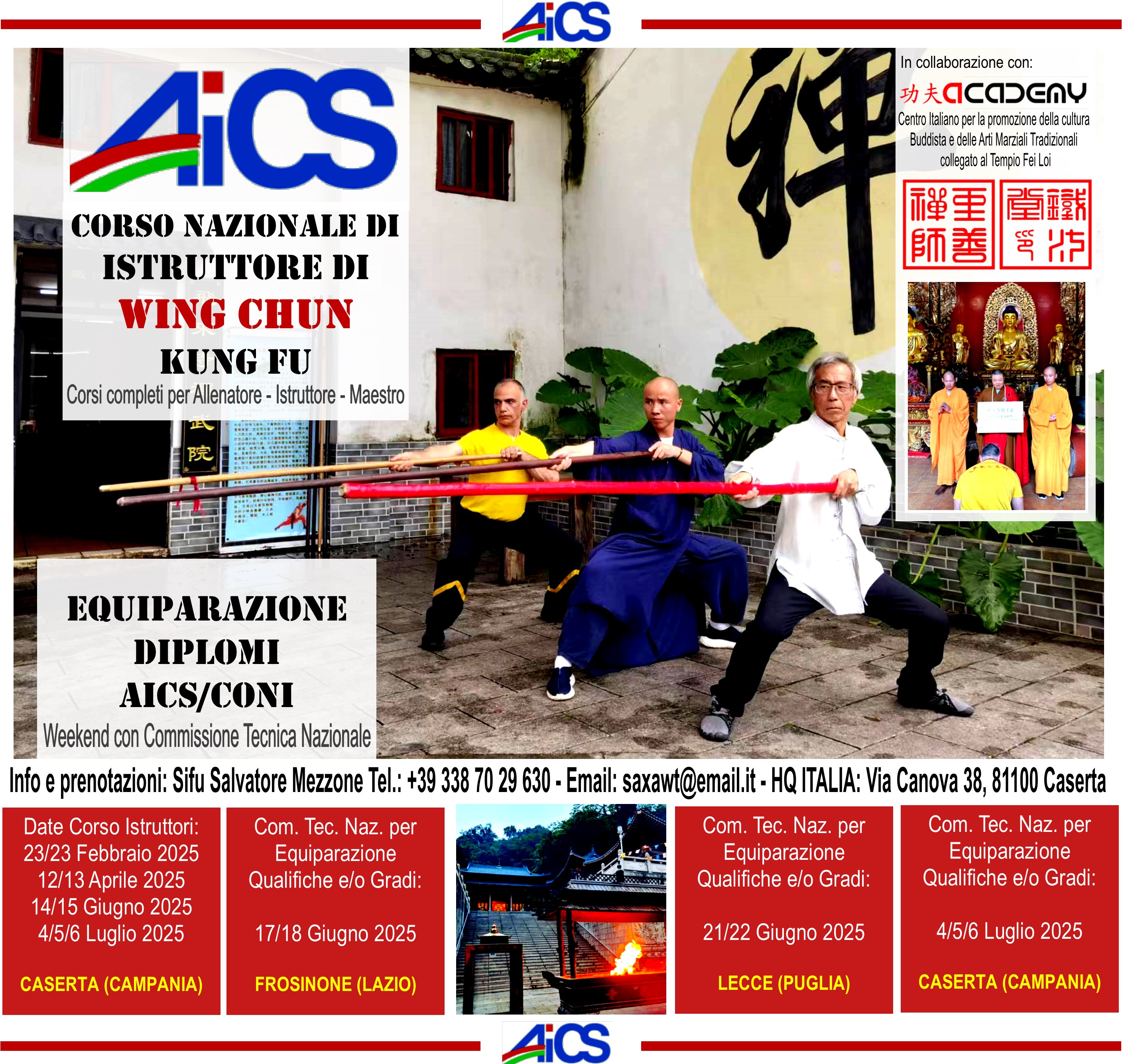 Corso FEI LOI SHAOLIN TEMPLE kung fu academy if Weng Chun Wing Chun Qigong Taijiquan White Crane affiliated to Shaolin Templeof Fei Loi